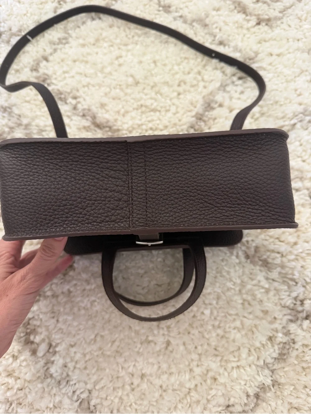 Ebene Brown and Blue Verso Leather Crossbody Mini Bag